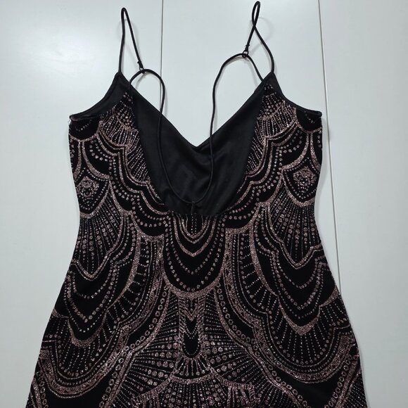 Jump Apparel Maxi Dress Womens 7/8 Black Pink Glitter Lined Cocktail Prom Whimsi - Picture 15 of 16
